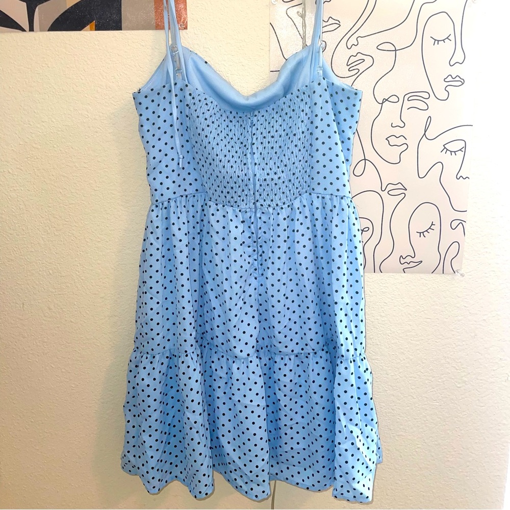 Blue Polka Dot Babydoll Mini Dress